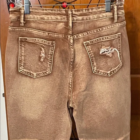 💸💸💸BOGOHO 💸💸💸Distressed Tan Women's Jeans-10 - Picture 6 of 10
